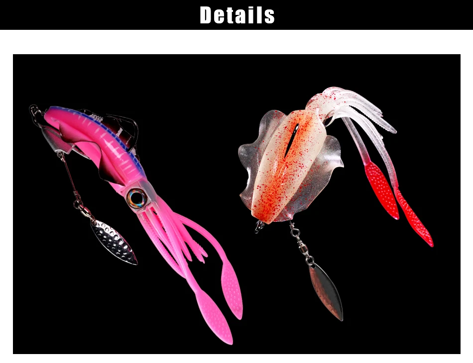 Thkfish светящаяся Мягкая приманка для кальмаров, 20 г, 3D глаза, приманка для морской рыбалки, осьминог с лезвием 9 г, крючок для соленой воды