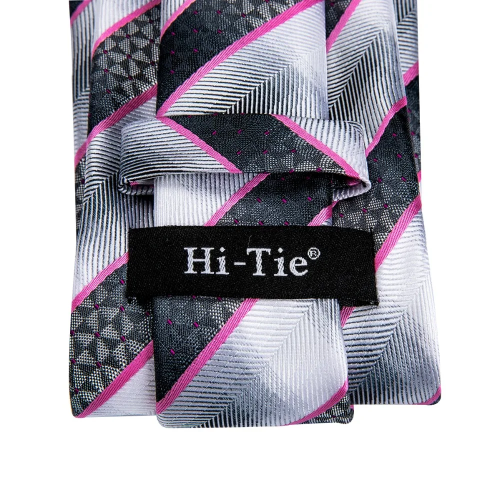 Hi Tie 2019 Новинка полосатые галстуки для мужчин 100% шелк мужской комплект галстука
