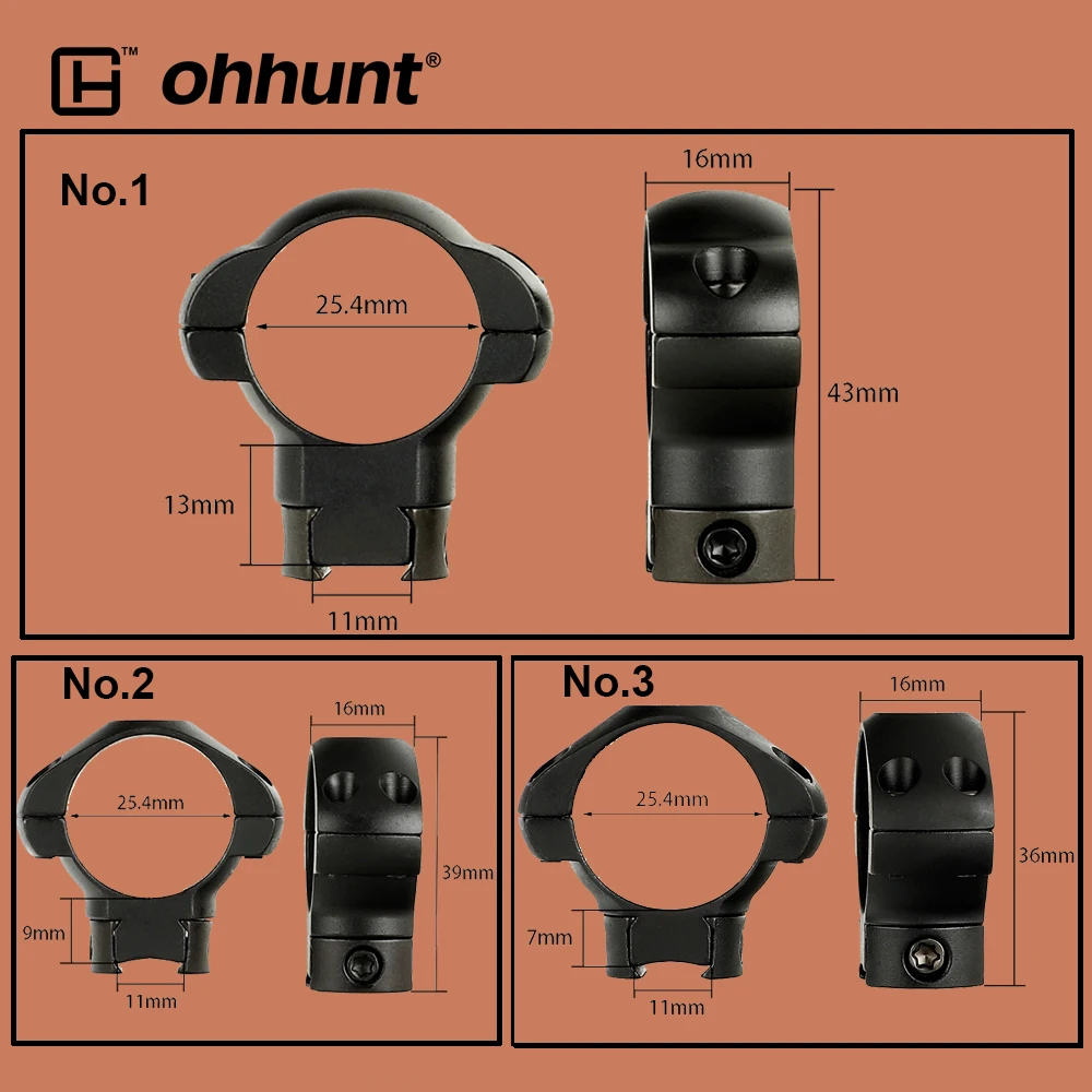 Ohhunt Тактический 1 дюйм 25,4 мм стальное крепление направляющей «Ласточкин хвост» Кольца прицел для охотничьего прицела низкий средний высокий профиль