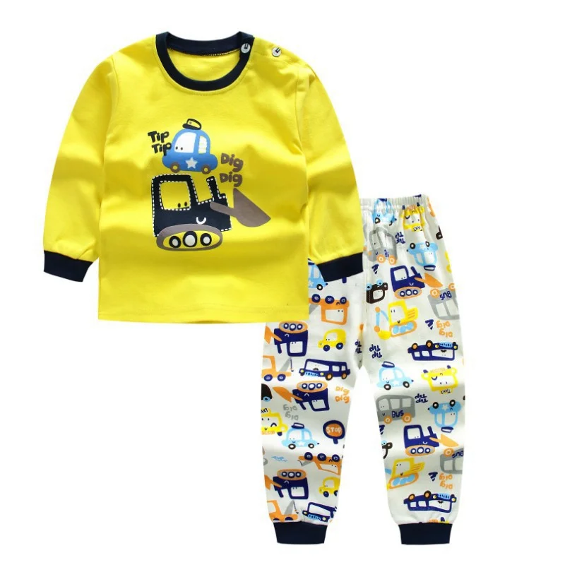 Style 2 Chivry/хлопковые детские пижамные комплекты для мальчиков; Милая футболка с длинными рукавами и круглым вырезом и принтом с героями мультфильмов; топы и штаны; детская одежда для маленьких девочек - Цвет: Style 2