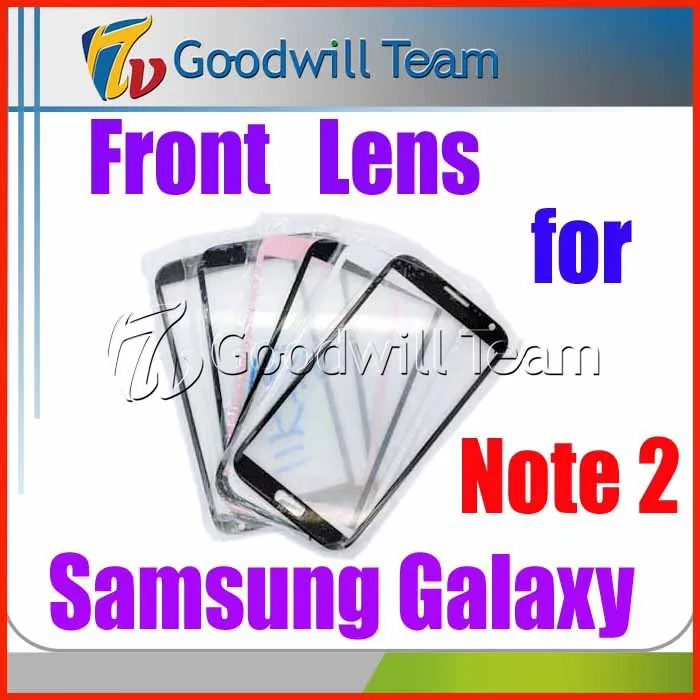 Wholesale- Replacement Part Front Glass Screen Lens for Samsung Galaxy Note 2 N7100 with logo 50pcs/lot free shipping | Мобильные