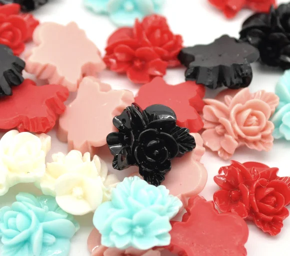 DoreenBeads 50 смешанных полимерных цветочных украшений для ювелирных изделий 16x16 мм