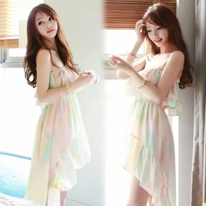 Шифоновое пляжное пикантное платье женские асимметричные платья без бретелек с