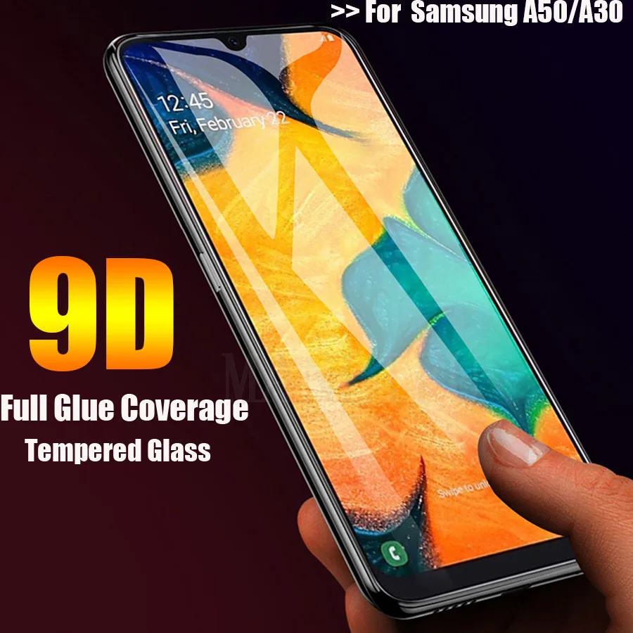 9D полное Клей Стекло для samsung Galaxy A30 закаленное стекло покрытие экрана протектор
