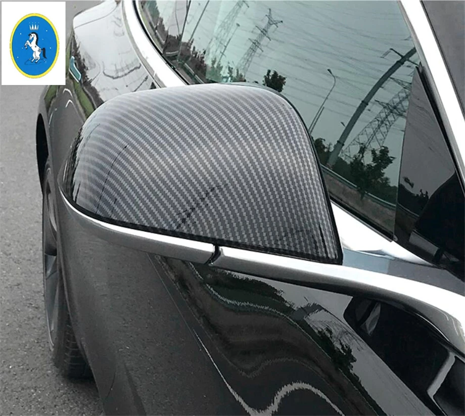 Yimaautotrim авто аксессуар зеркало заднего вида Защитная крышка Накладка подходит для Tesla модель 3 углеродное волокно ABS