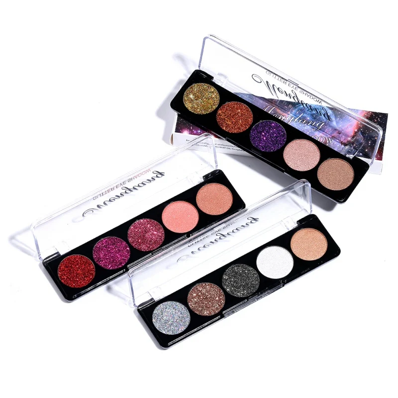 5 цветов сексуальная блестящая палитра теней для век Косметика прессованные