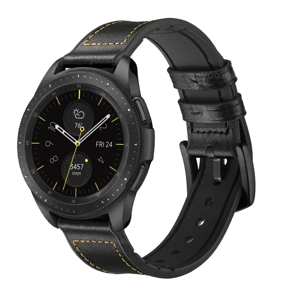 Быстросъемный мягкий силиконовый ремешок из натуральной кожи для часов Garmin Vivoactive 3/Forerunner 645/samsung Galaxy Watch 42 мм