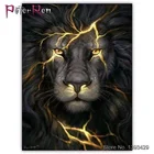 Алмазная живопись по цифрам, полная круглая квадратная мозаика сделай сам, вышивка крестиком ручной работы, стразы, молния, черный Лев