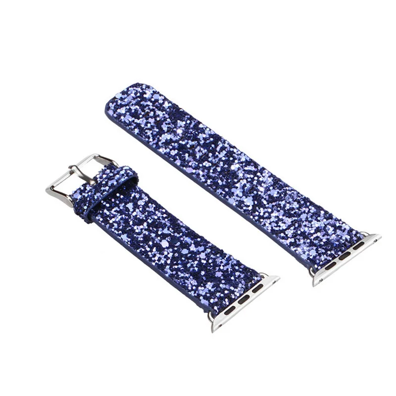 blue Кожаный ремешок для apple watch Band apple watch 5 4 3) 44 мм/40 мм, 42 мм, 38 мм, версия наручных часов iWatch, 5/4/3/2/1 Браслет bling Ремешок пояс - Цвет ремешка: blue