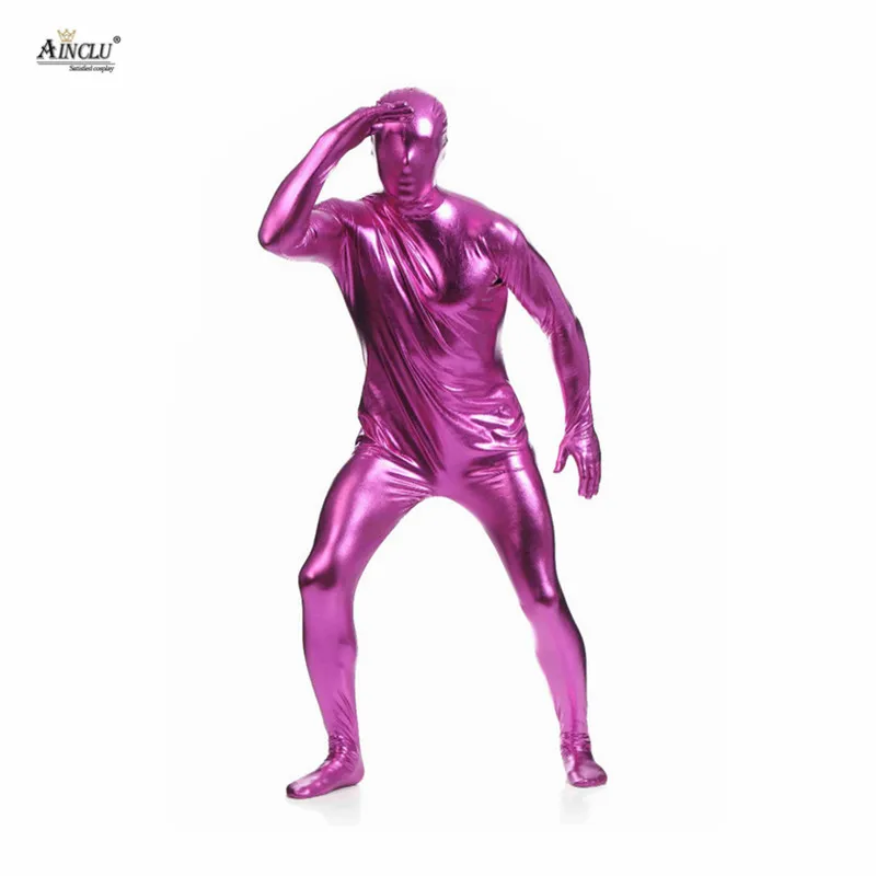 

Ainclu Hot Selling Costume Cosplay Patent Leather Stealth Sexy for Hallween Male Clothing Rose Red All-inclusive Zentai