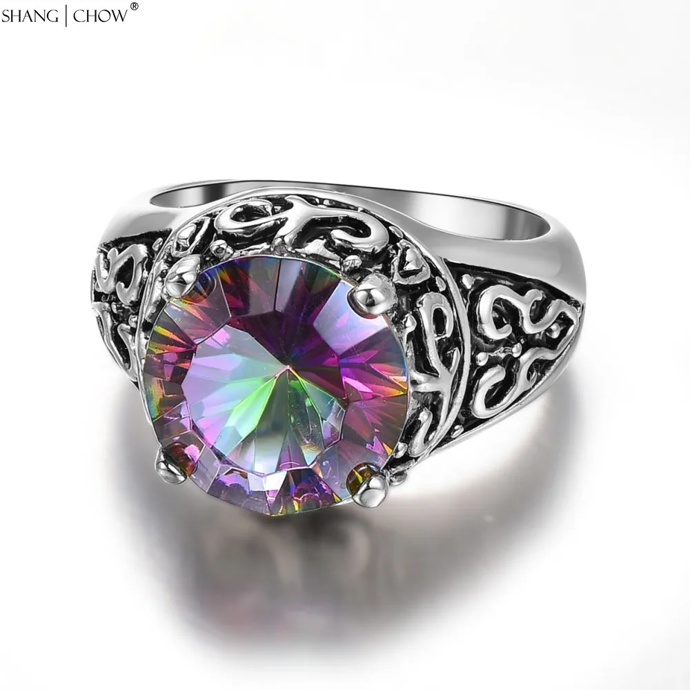 Кольцо из стерлингового серебра 925 пробы Винтажные Ювелирные изделия с круглым