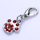 подвеска кулон для собак ошейник аксессуары Красный белый горный хрусталь Dog Tag Кристалл paw форме подвески для собаки Pet Jewelry Кулон собака аксессуары товары для животных