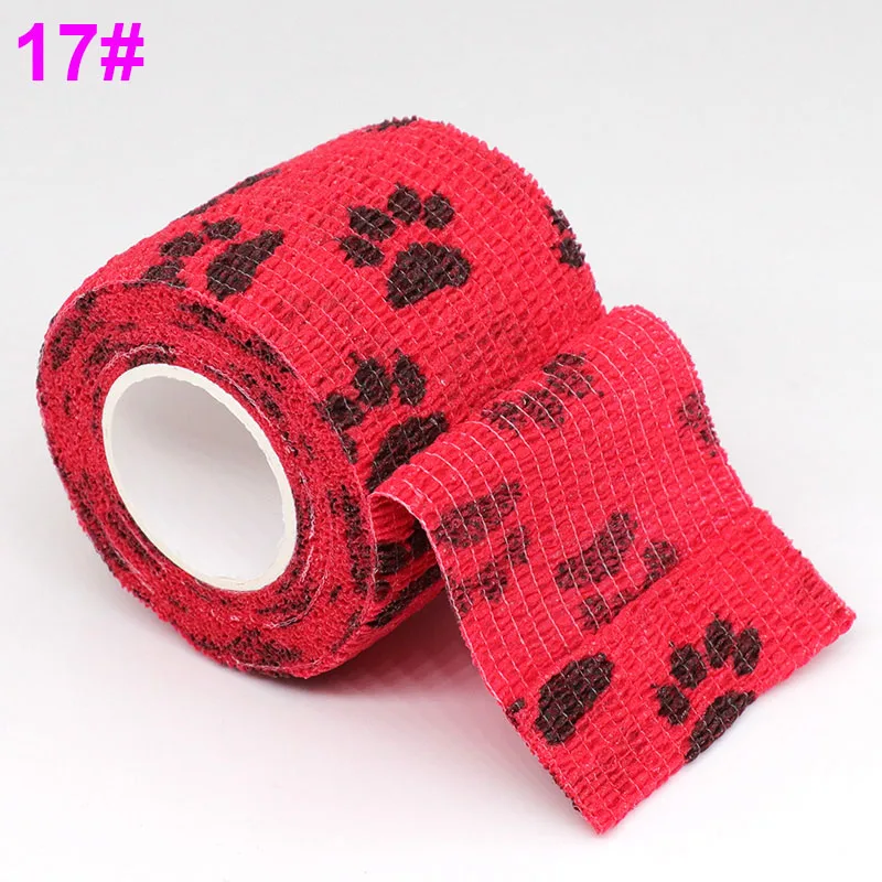 17 Dog claw Red 4,5 м самоклеящаяся лента, медицинская терапия, эластичный бинт, защита колена, 1 шт., Спортивная, цветная, с принтом, для пальцев, суставов, ПЭТ лента - Цвет: 17 Dog claw Red