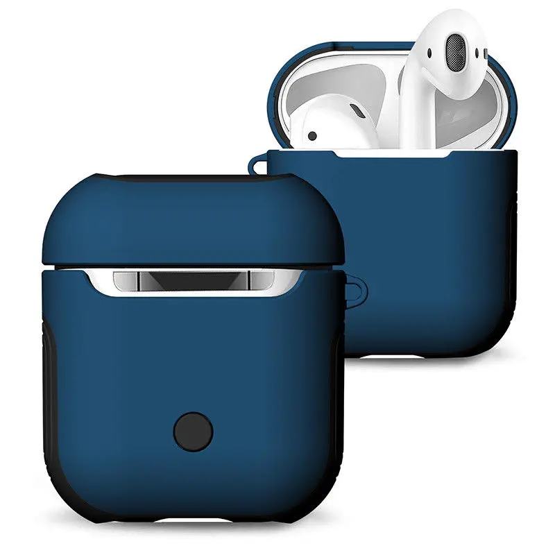 Наушники для AirPods силиконовый чехол Защитная оболочка покрытие для Apple Airpod зарядный ящик коробки для хранения Air Pods вкладыши наушников сумка - Цвет: Синий