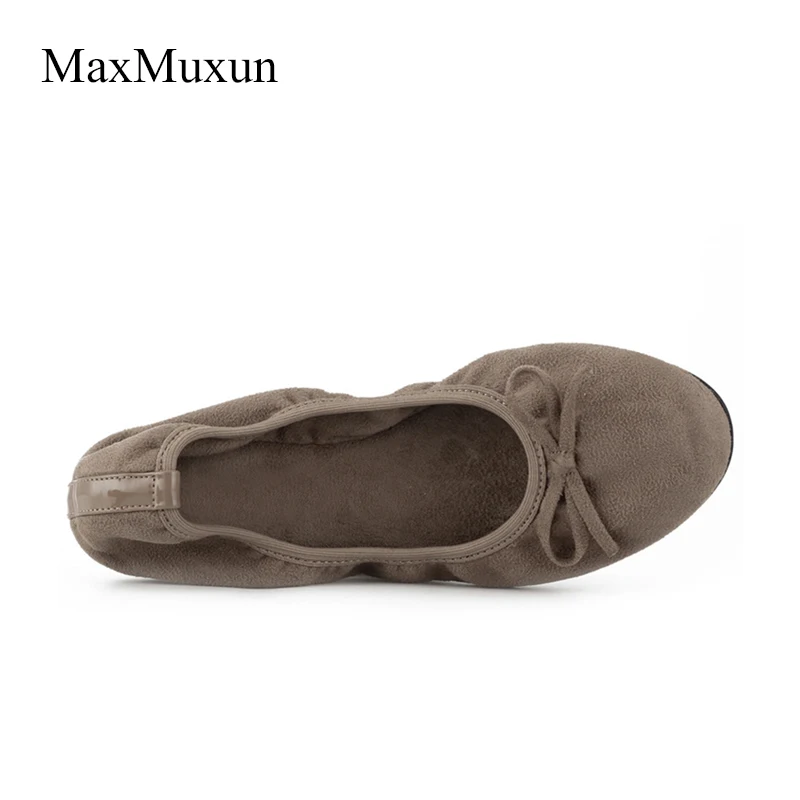 Женские складывающиеся балетки Maxmuxun черные эластичные с бантом вечерние туфли
