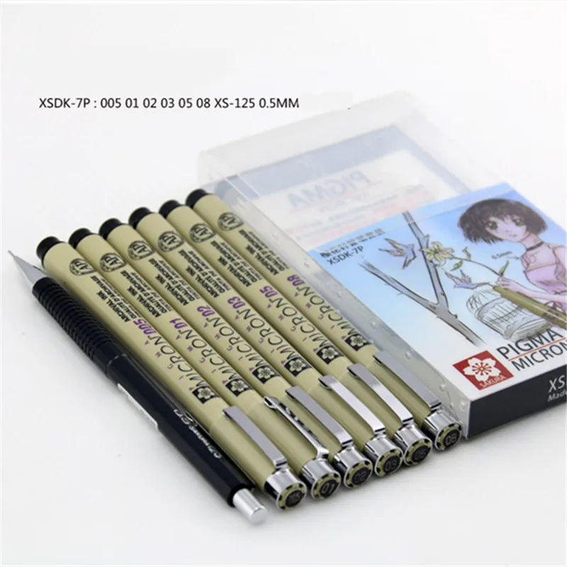 

Sakura Pigma Micron Drawing Pen Liner 7pcs/4pcs set 005/01/02/03/04/05/08/1mm/brush Graphics Design