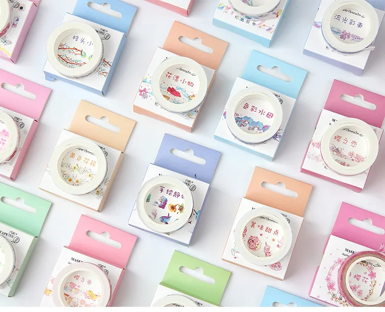 Kawaii морской мир цветок КИТ васи лента декоративная клейкая лента наклейка Скрапбукинг маскирующая лента для офиса школьные канцелярские принадлежности