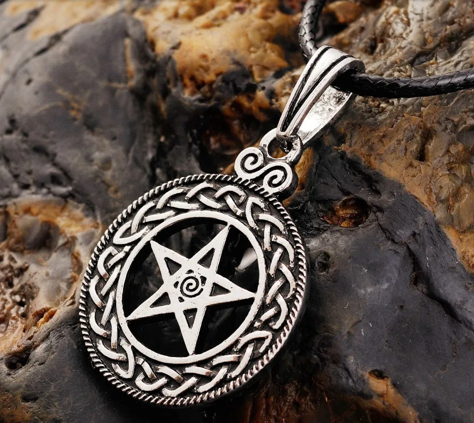 

6pcs New Pewter Norse Vikings Pendant Necklace Celttic knot Pentagram Pentacle Star Pewter Wicca Pendant Necklace Free shipping