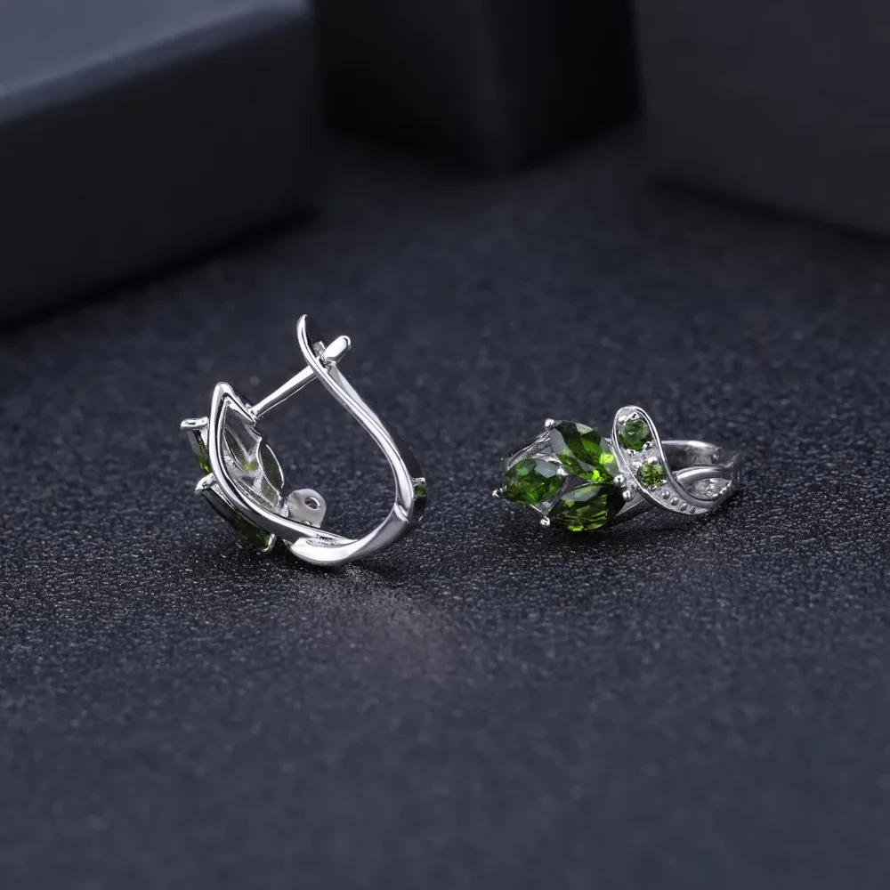 GEM'S BALLET 3.11Ct натуральный хром диопсид серьги-гвоздики в форме растения ювелирные украшения 925 пробы Серебряные Серьги с драгоценными камнями для женщин