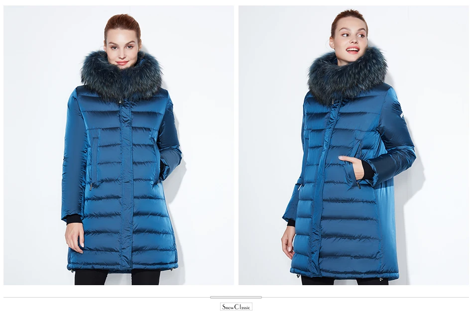 Зимний пиджак SnowClassic Модные женские толстые длинные пальто теплые куртки с капюшоном Регулируемая талия сплошной тонкий хлопок Мягкий