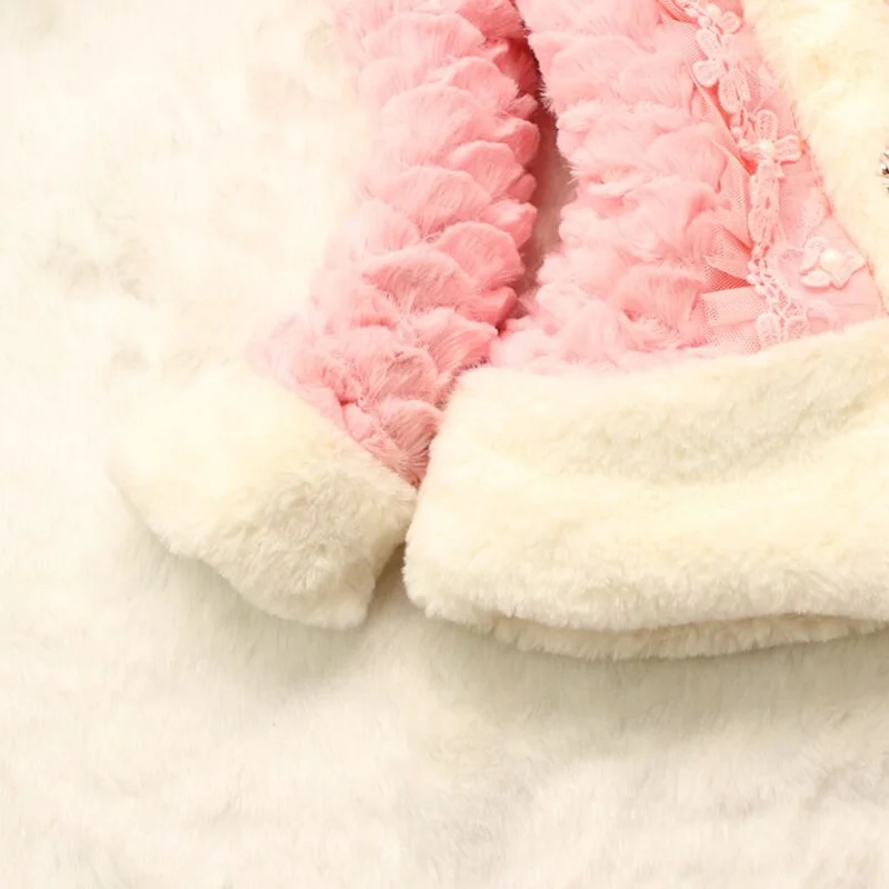Зима младенческой Xmas Velvet Толстая куртка дети принцесса пальто из искусственного
