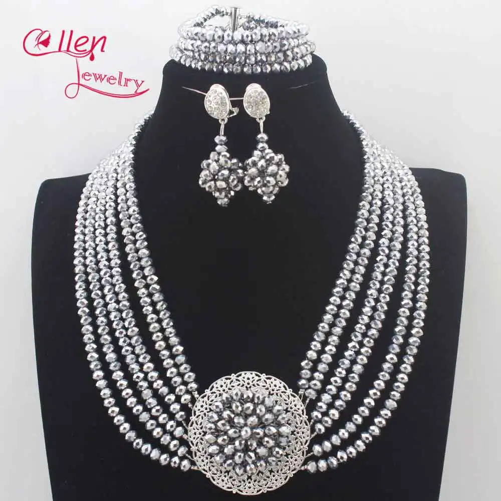 Cllen Lewelry Королевский Синий Зеленый Серебряный нигерийский Свадебный Африканский