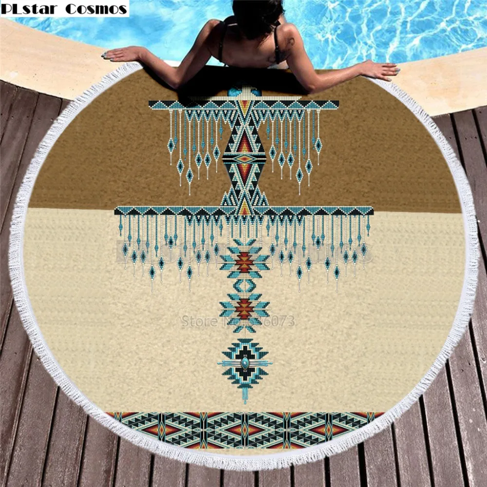 

Bear Totem/Native Indian Bath Towel for Beach Thick Round 3d print Fabric Quick Compressed Towel new style-7