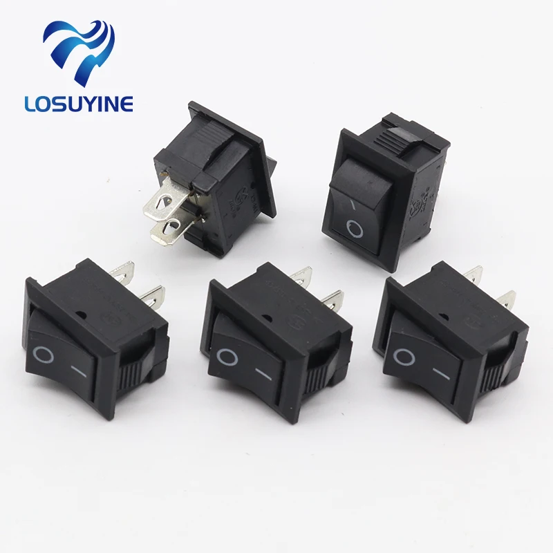 5 шт./лот черный кнопочный мини переключатель 6A 10A 110V 250V KCD1 2 контактный ВКЛ/ВЫКЛ 21