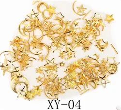 XY-04 LEAMX новые очаровательные украшения для ногтей Золотая Луна Звезды Треугольник смешивание посылка INS нежный стиль 3D Nali аксессуары ювелирные изделия - Цвет: XY-04