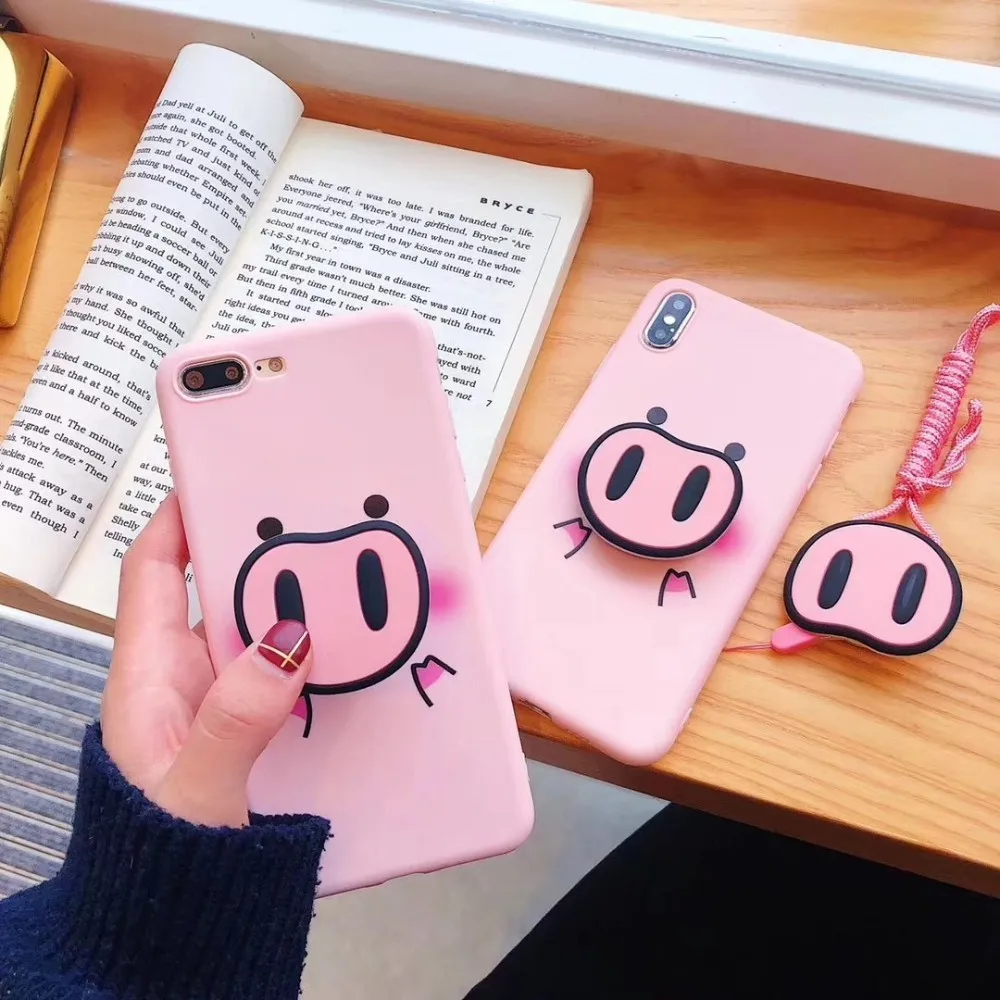 Для Iphone Xs Max 7 8plus чехол для Samsung S10 S8 S9 Note 8 9 A7 A8 A50 J6 Capa Tpu свиной нос мягкий телефонный