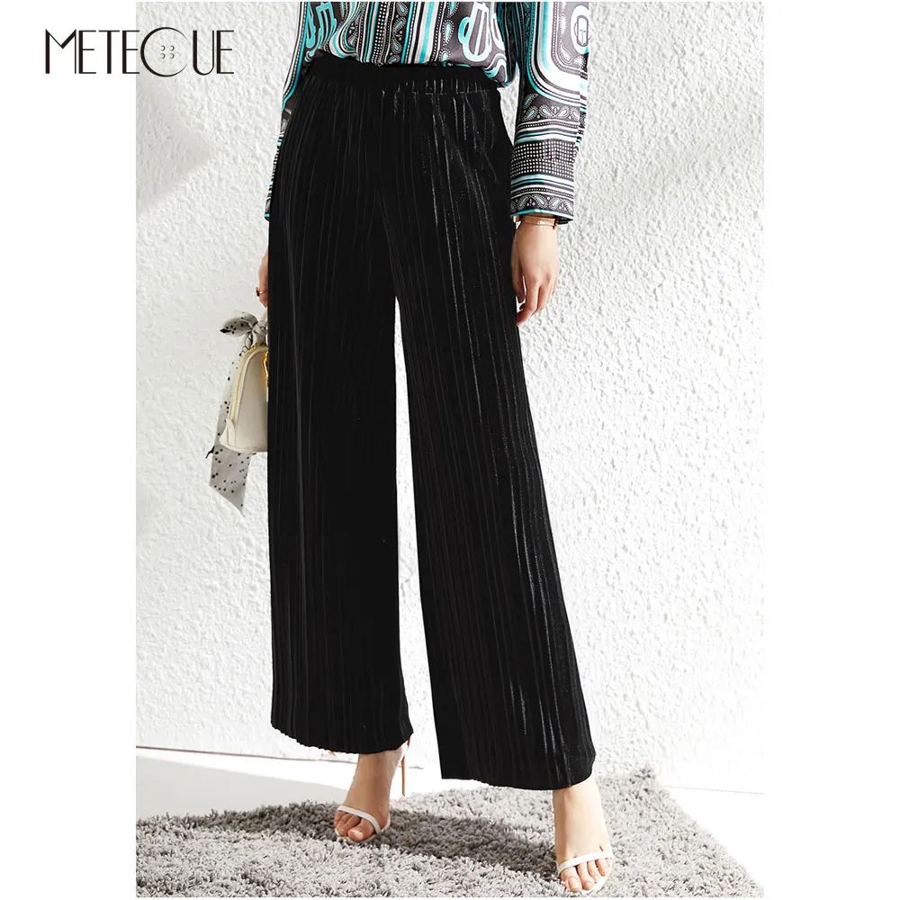 Velvor плиссированные широкие брюки 2019 весна лето эластичный с высокой талией