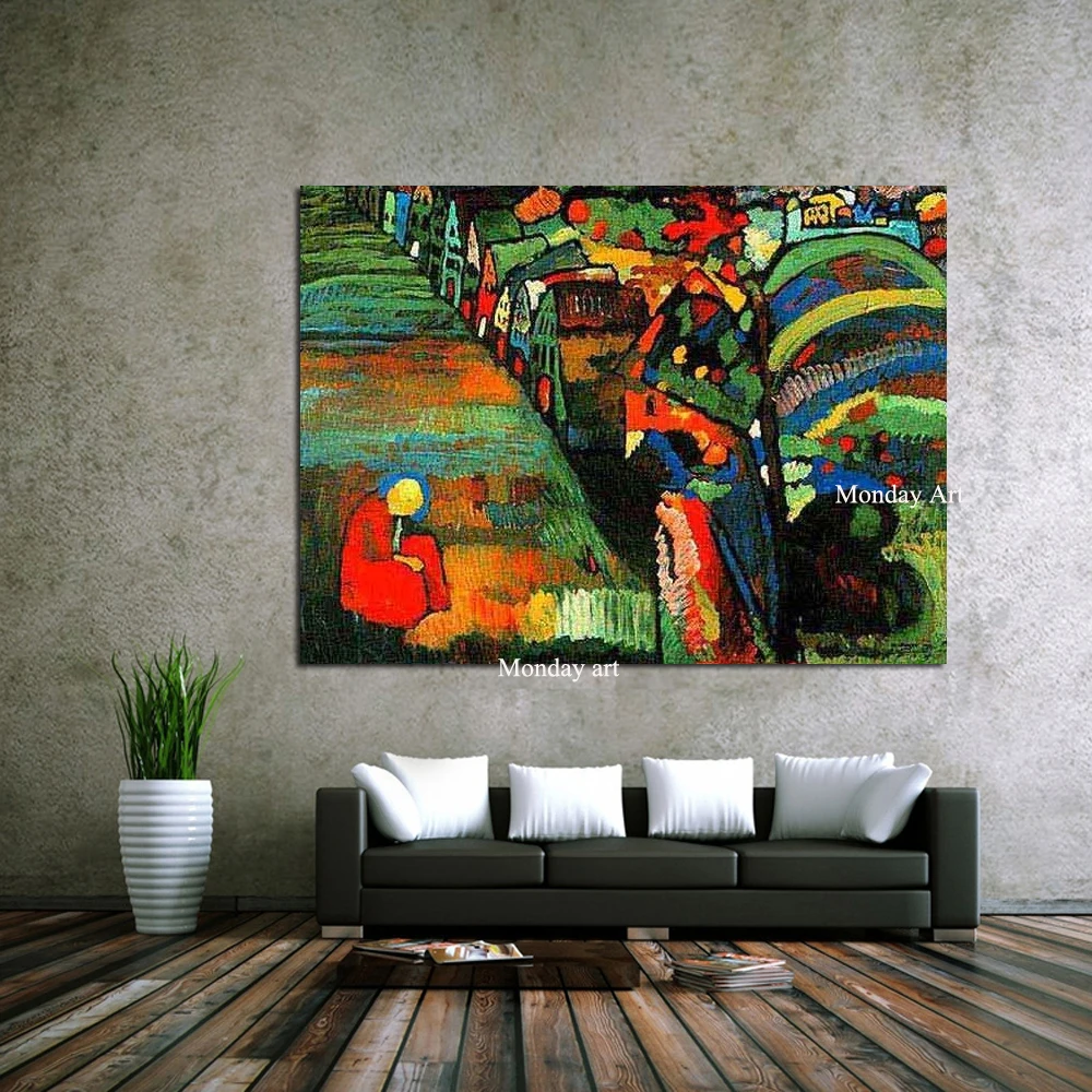 

100% Hand Painted Canvas Painting Wassily Kandinsky Still life Abstract oil Painting Drawing art Unframed Canvas picture kitchen