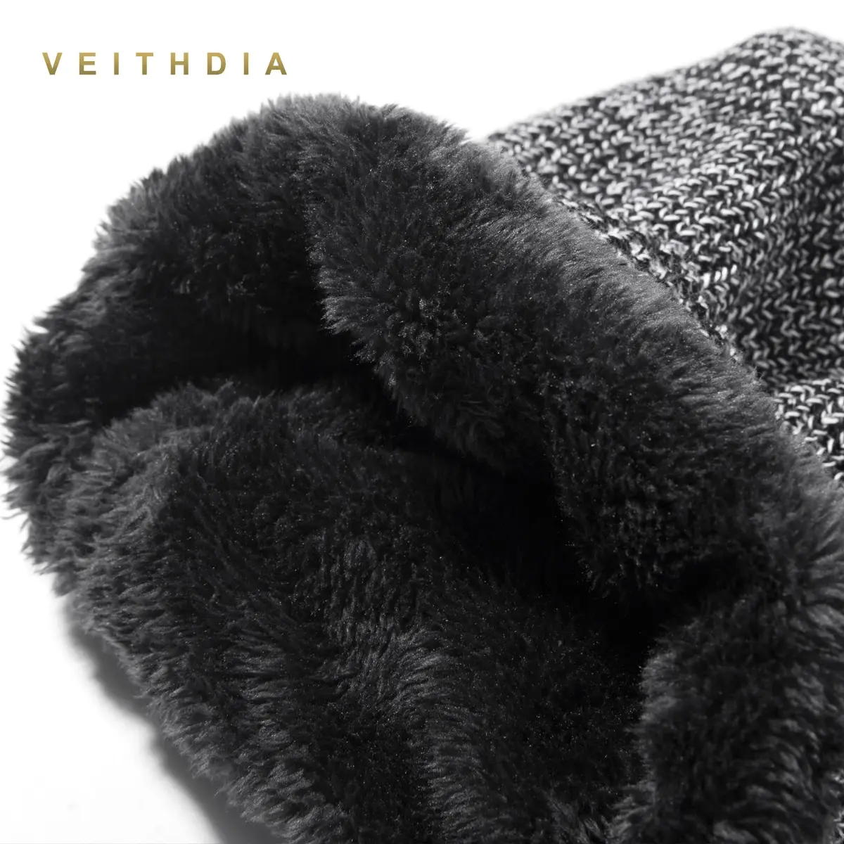 VEITHDIA двухслойные шапки Skullies зимние для Мужчин Вязаные плюс бархатные Лоскутные