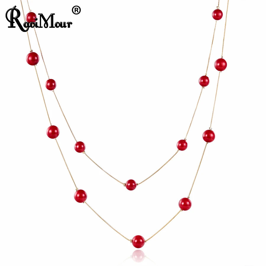 Ожерелье женское многослойное с искусственным жемчугом 4 цвета|choker necklace|pearl