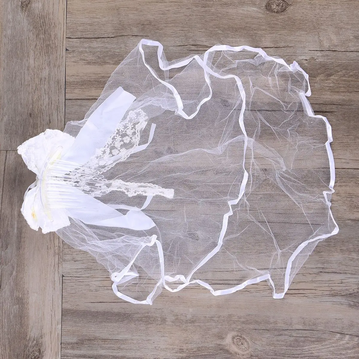 Детская свадебная вуаль для девочек украшение волос с кружевным бантом пряжа