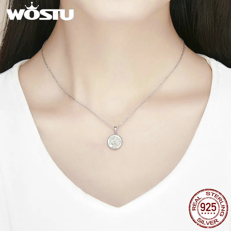 WOSTU, Новое поступление, 925 пробы, серебряный и золотой цвет, дерево жизни, кулон, ожерелье для женщин, роскошное ювелирное изделие, подарок FIN296