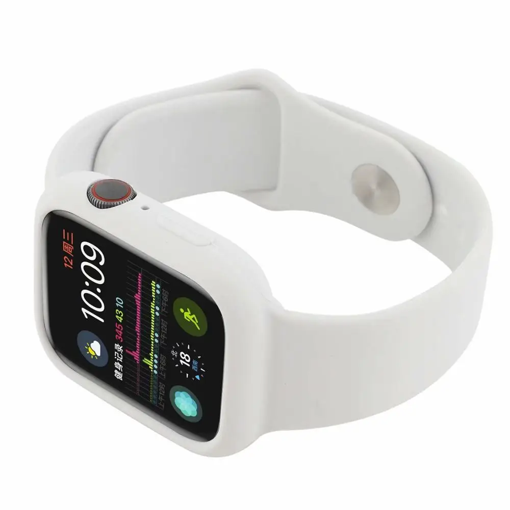 white Силиконовый браслет ремешок и ударопрочный чехол для apple watch 4 44/40 мм спортивный ремешок защитный бампер для наручных часов iwatch серии, версия 1, 2, 3, ремешок 42/38 мм - Цвет ремешка: white