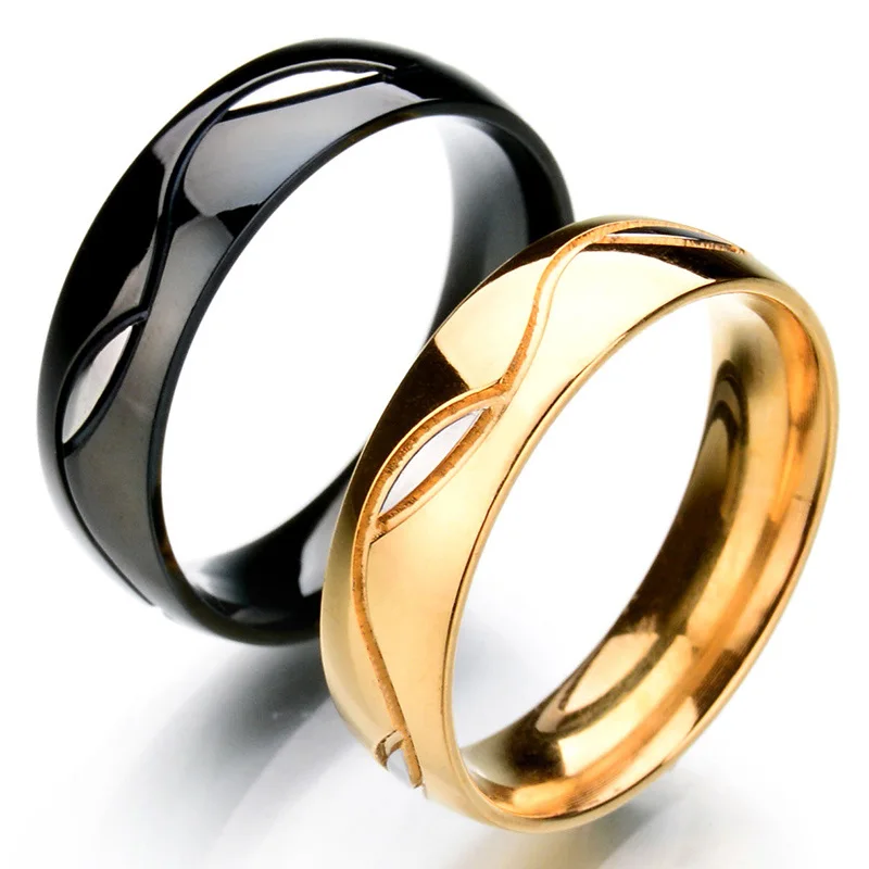 Новый дизайн 6 мм широкое кольцо из нержавеющей стали для пар с волнистым узором