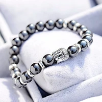 new charm men helmet hematite strand beads bracelet 8mm buddhaowl braceletsbangles for women jewelry gift abd005