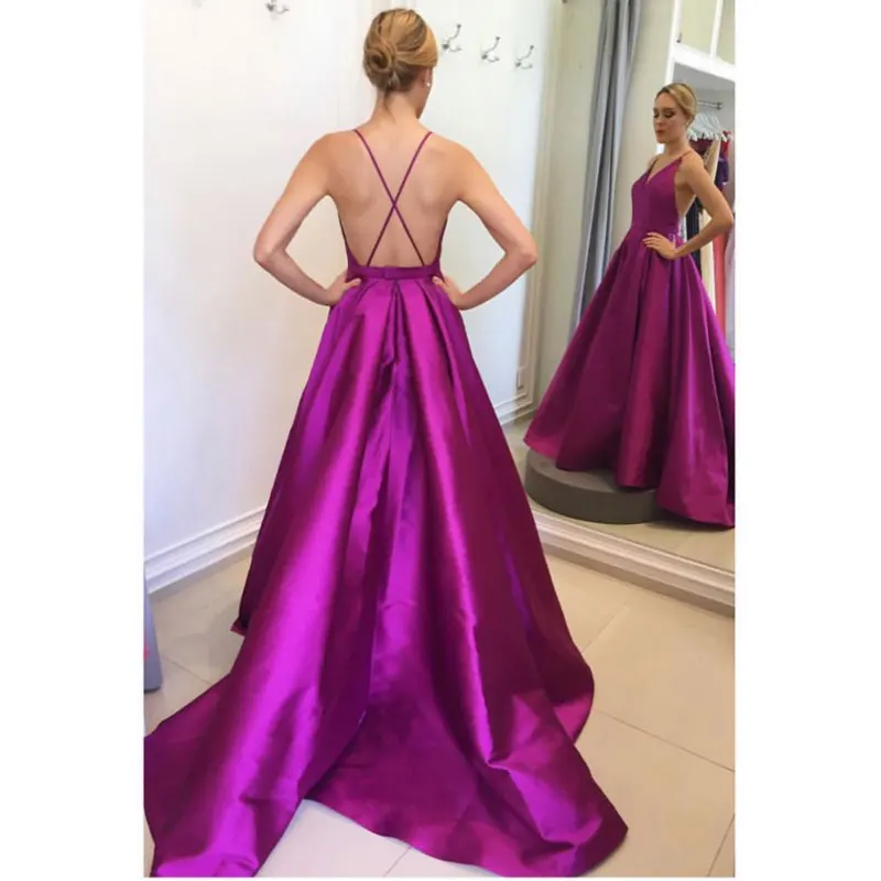 New arrival Evening Dresse Formal vestido noiva sereia prom party robe de soiree gown sexy V-neck satin Spaghetti dresses | Свадьбы и