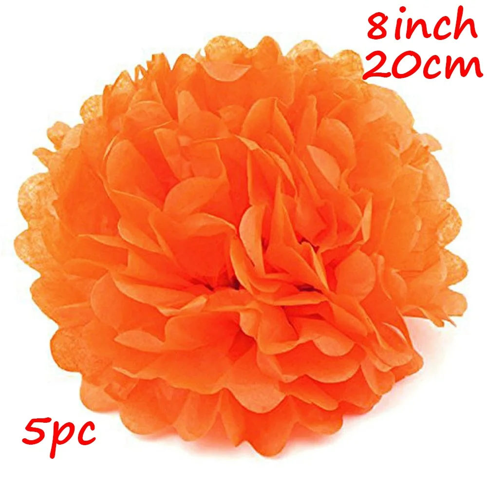 Orange Huiran 5 шт. 20 см 25 см помпоны из бумаги салфеток реквизит Висячие гирлянды Свадебная вечеринка Декор Свадебные аксессуары Принадлежности для детского душа - Цвет: Orange