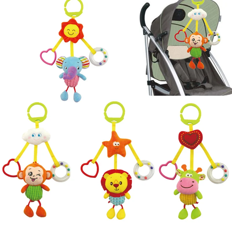 

4 styles Baby Kids Cotton Rattles Toys Stroller Crib Hanging Soft Plush Toys Animal Clip Baby Crib Bed Hanging Bells Toys 30%off