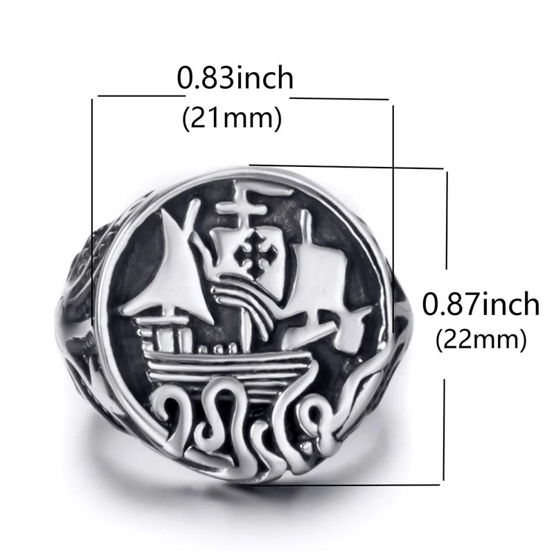 Кольцо Elfasio Viking drakkkar винтажное кольцо из нержавеющей стали с щупальцами для