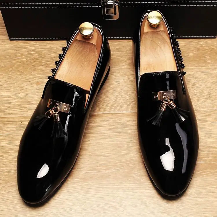 New Arrival Men Red Boat Shoes Fashion Round Toe Brush Color Slip On Tassel Loafer Man Black Rivets PU Leather | Обувь