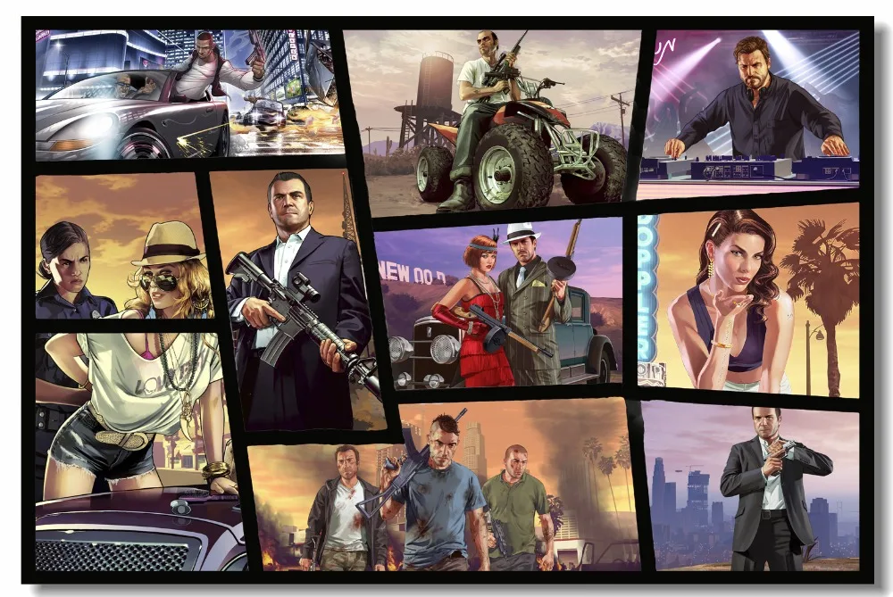 Настенная картина на заказ Grand Theft Auto San Фер Постер GTA 5 видеообои для гостиной