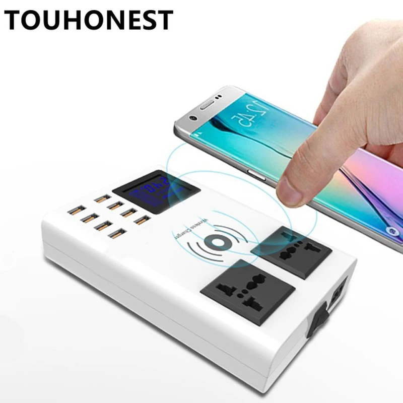 Беспроводное зарядное устройство Qi + универсальное с 8 USB портами умная док