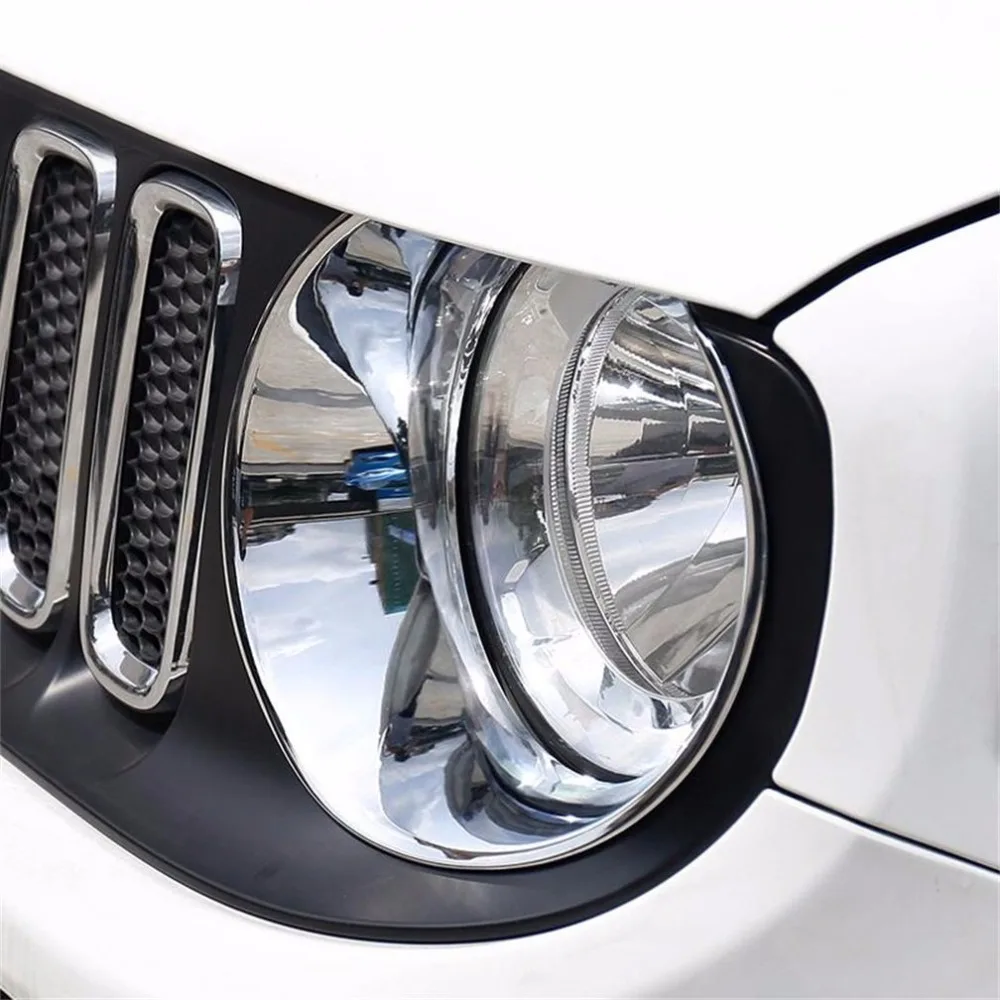 ABS Chrome Finish Headlight Decoration Cover Trim for Jeep Renegade 2015 2016 2017 | Chromium Styling