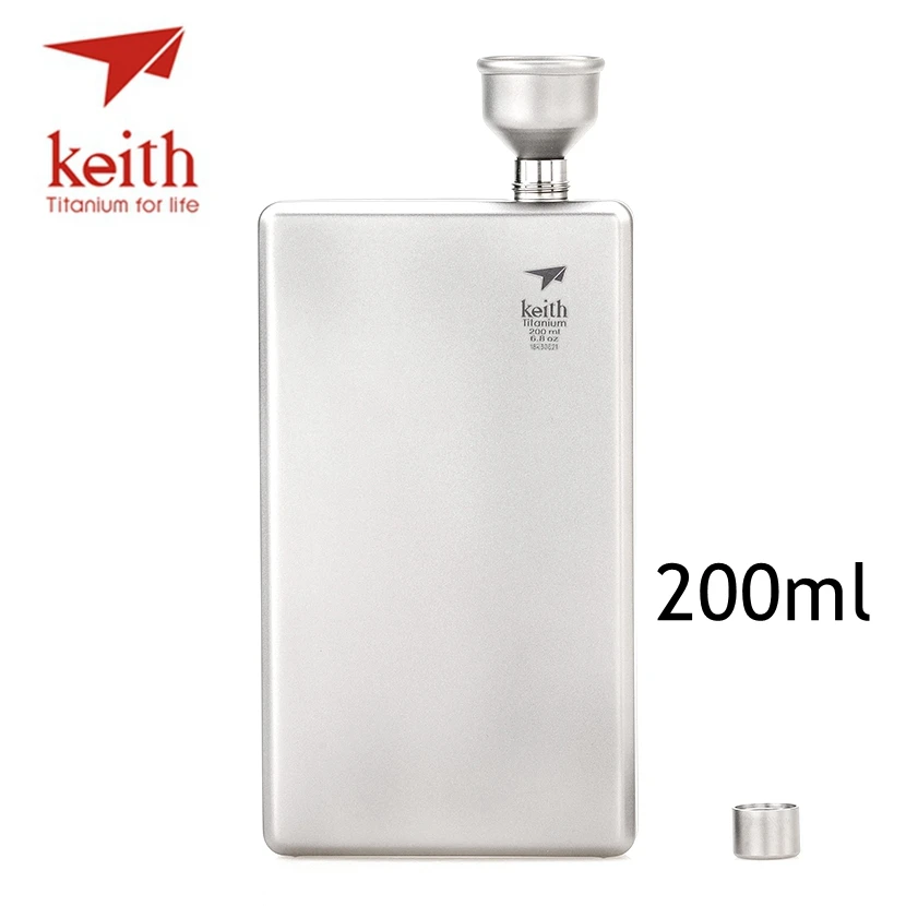 Keith, 200 мл, большая титановая фляжка, портативная, для улицы, для виски, для напитков, посуда, Спортивная фляга для вина, портативная, для улицы - Цвет: 200 ml