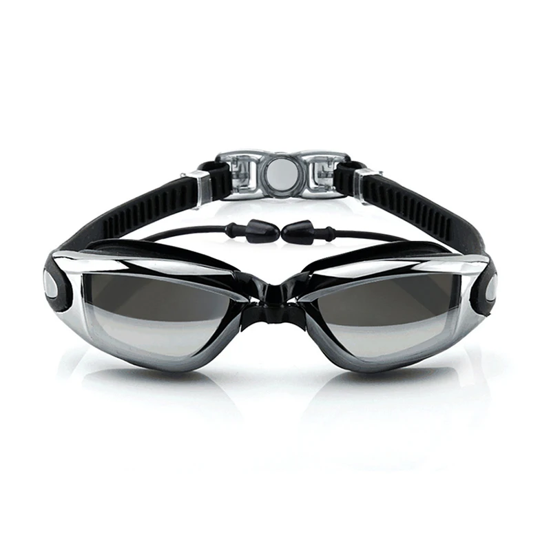 Защитные очки для плавания анти-туман 100% УФ взрослых плавательные с затычками