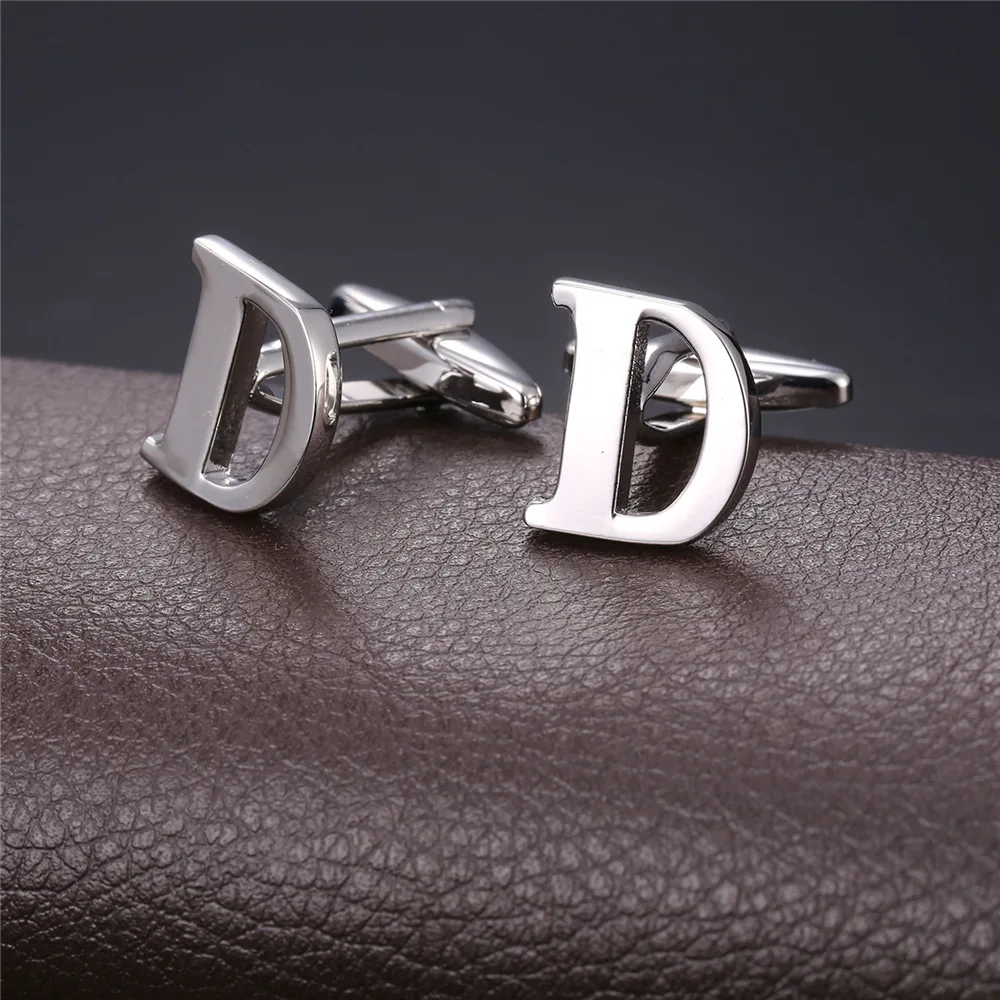 Запонки высокого качества для мужчин Алфавит D Начальная буква золото/цвет